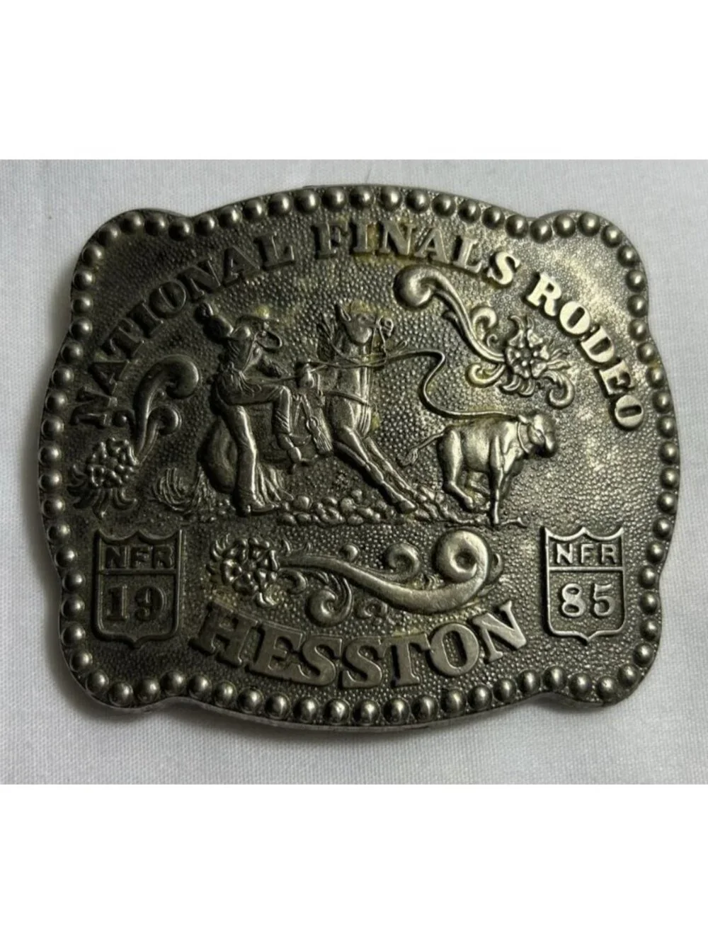 Vintage 1985 HESSTON NATIONAL FINALS RODEO NFR Fred Fellows Buckle 3rd Edition